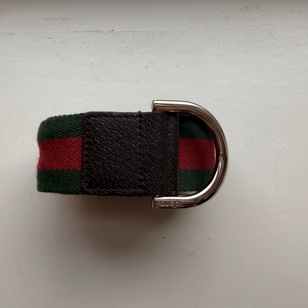 Tom Ford Era Gucci Brown Leather and Green Stripe Belt